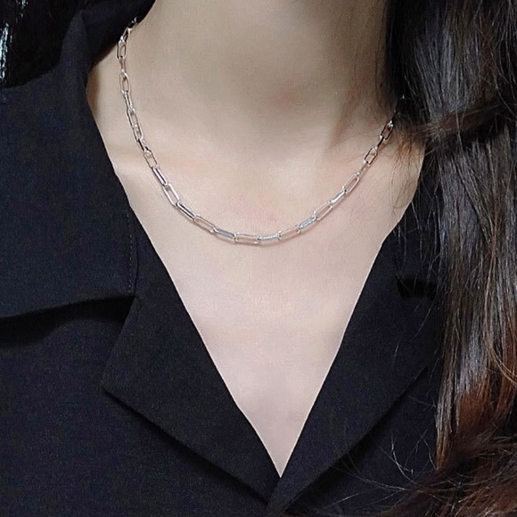 NEW 925 Sterling Silver Paperclip Chain Necklace - Picture 2 of 5